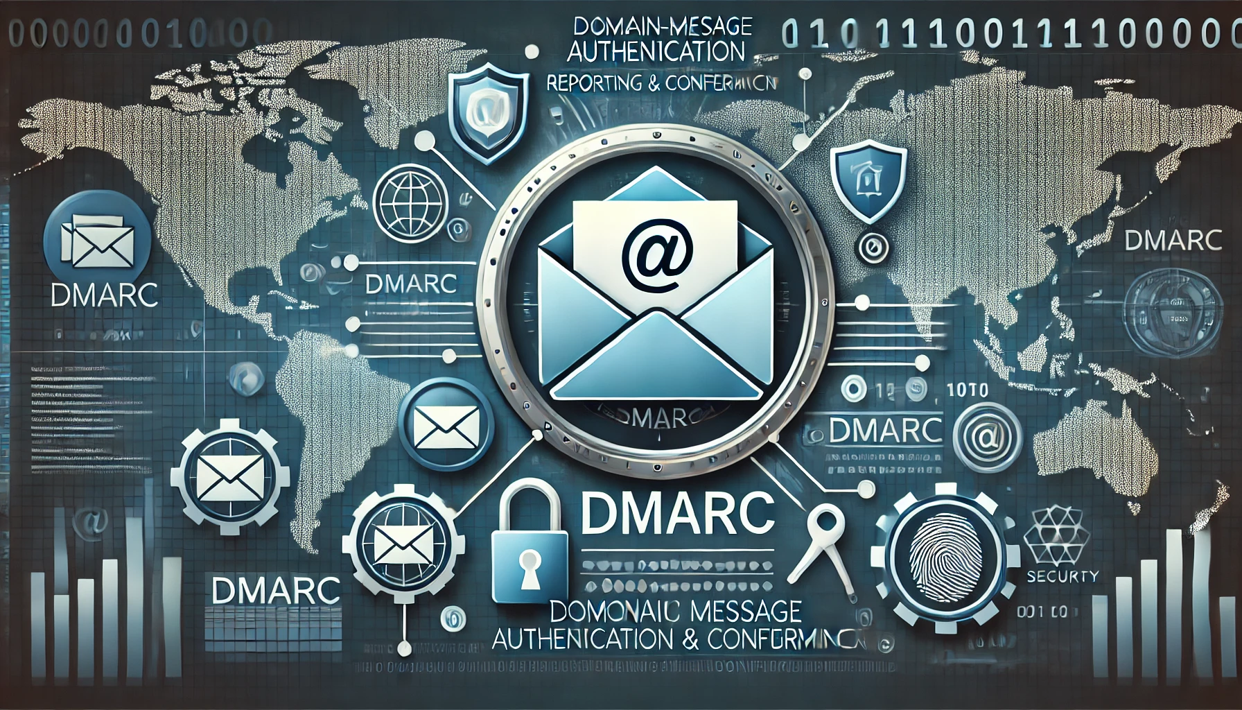 visualizes the concept of email security and authentication